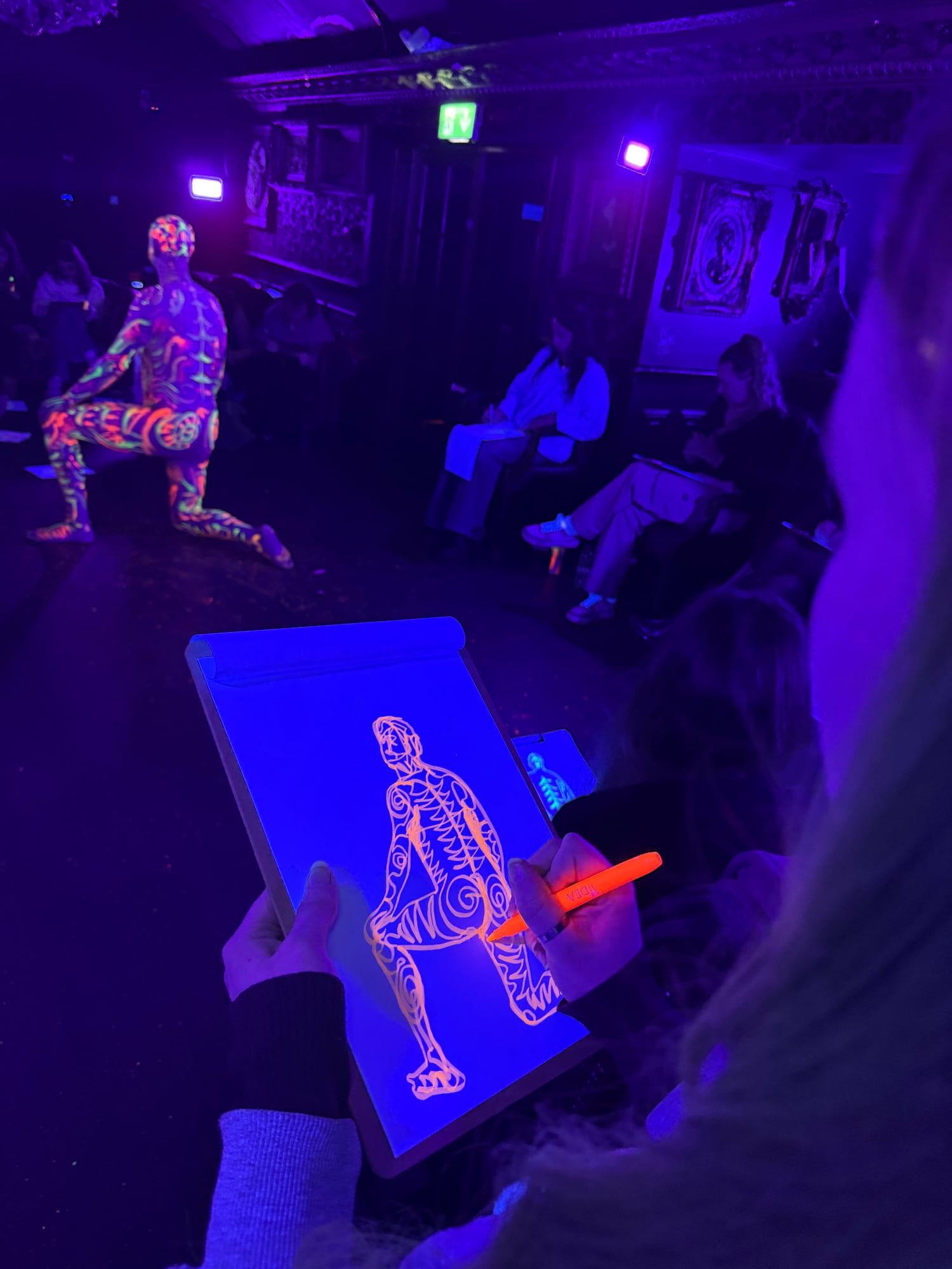 A neon life drawing group activity